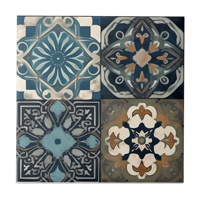 Stylish Blue Moroccan Tile Design (Front)