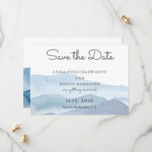 Stylish Blue Mountains Watercolor Save The Date