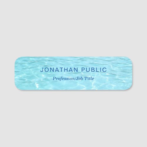 Stylish Blue Nature Elegant Template Modern Aqua Name Tag