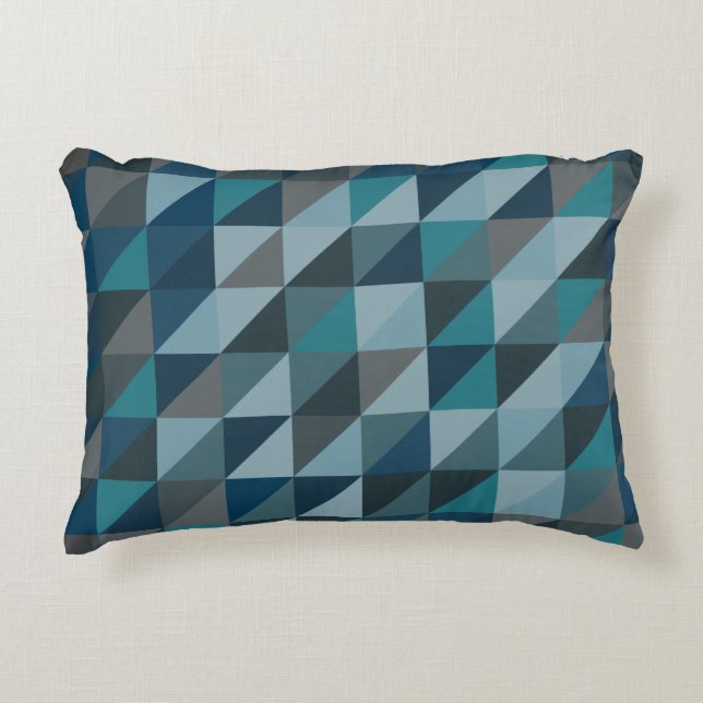 Stylish Blue Ombre Modern Geometric Pattern Accent Pillow (Front)