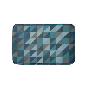 Stylish Blue Ombre Modern Geometric Pattern Bath Mat