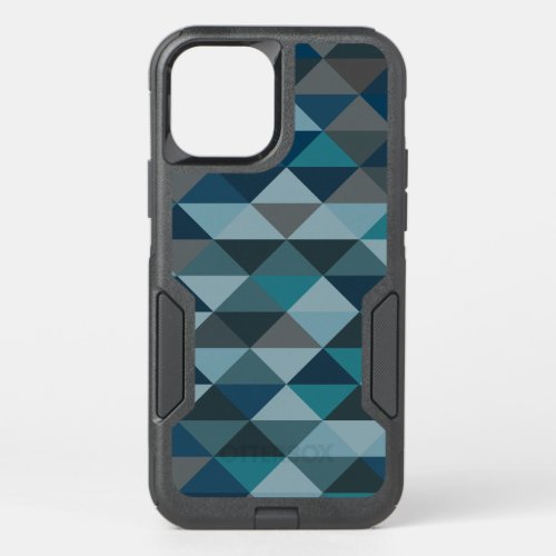 Stylish Blue Ombre Modern Geometric Pattern OtterBox Commuter iPhone 12 Case