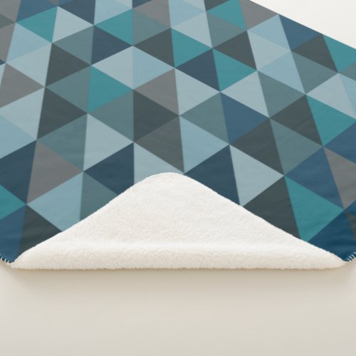 Stylish Blue Ombre Modern Geometric Pattern Sherpa Blanket