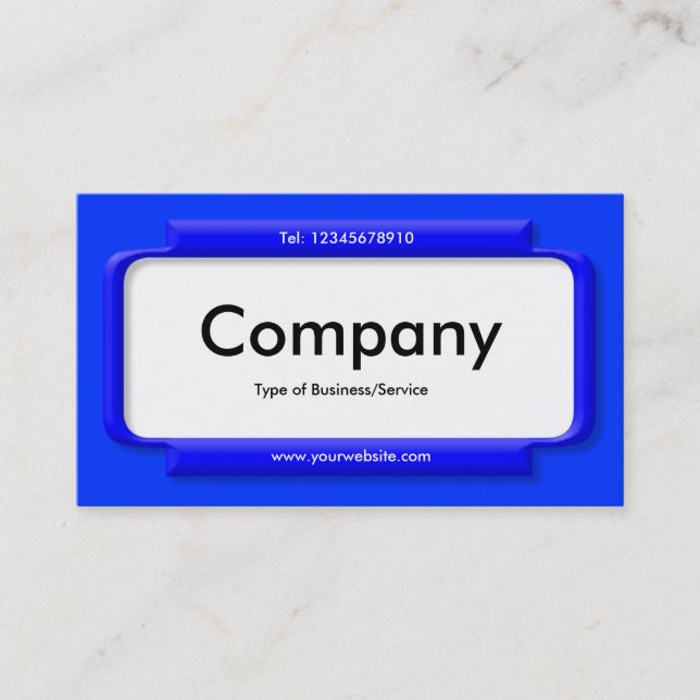 Stylish Blue Panel - Blue (0033FF) Business Card (Front)