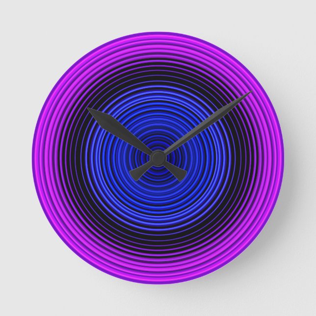 Stylish Blue Pattern Round Clock (Front)