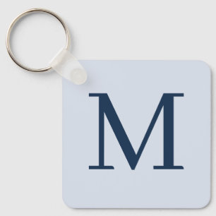 Stylish Blue Personalized Monogrammed Keychain