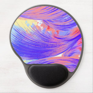 Stylish blue pink Abstract Feathers Gel Mouse Pad