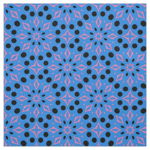 Stylish Blue Pink  Black Geometric Pattern Fabric