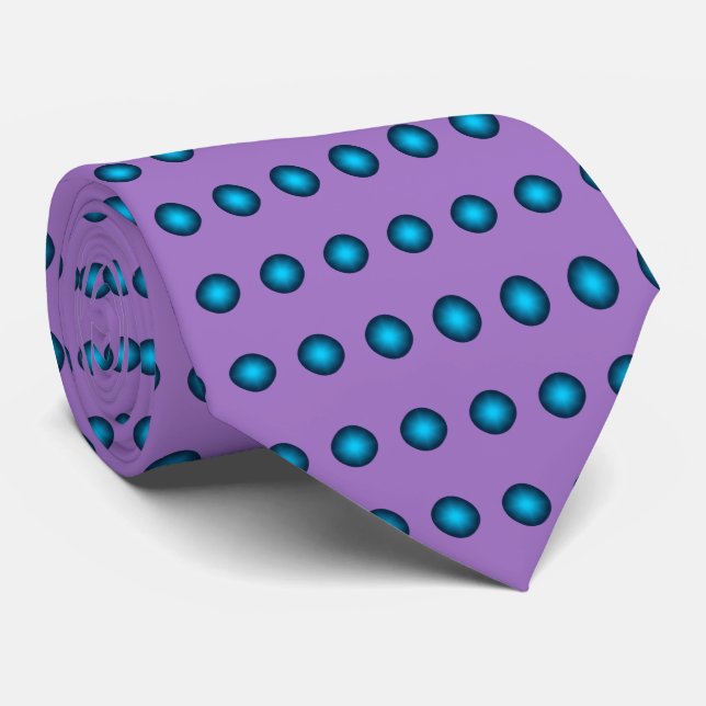 Stylish Blue Polka Dot w. Lavender Background Tie (Rolled)