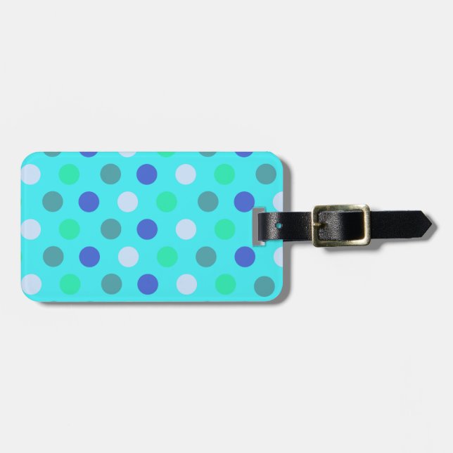 Stylish Blue Polka Dots Luggage Tag (Front Horizontal)