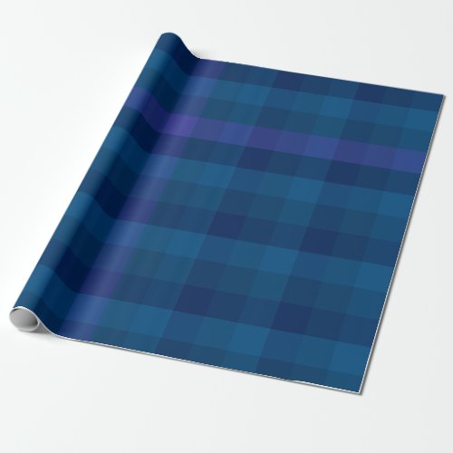 Stylish Blue Purple Check Geometric Plaid Pattern Wrapping Paper