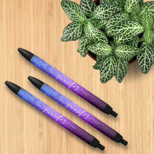 stylish blue purple galaxy stars personalized pen