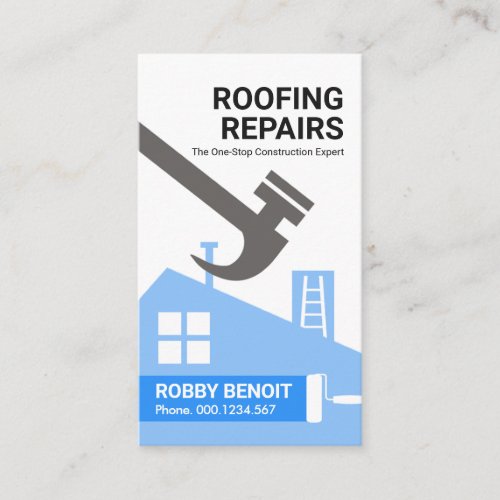 Stylish Blue Roof Home Repairs Business Card