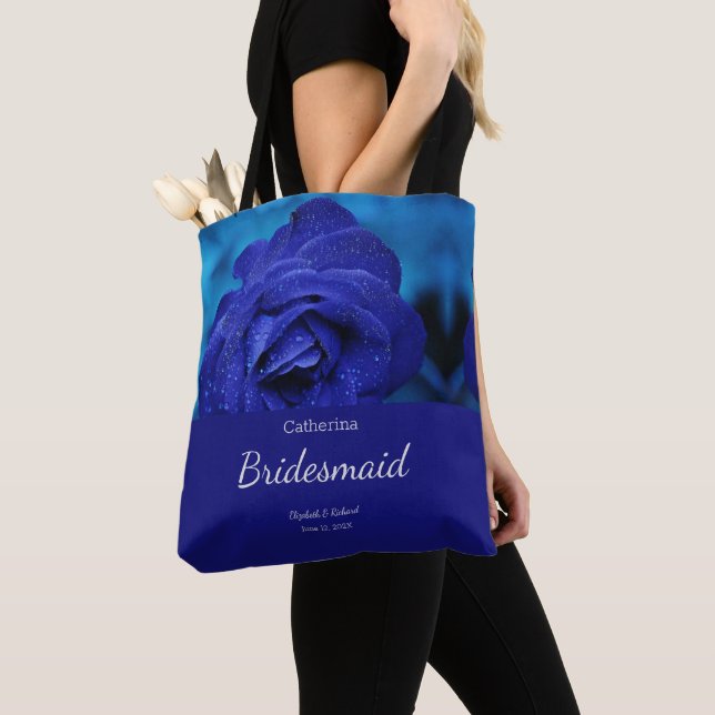 Stylish Blue Rose Tote Bag (Close Up)