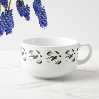 Stylish blue seashell coastal dinnerware custom soup mug