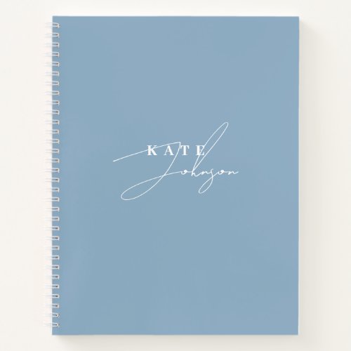 Stylish Blue Signature Script Monogram Notebook
