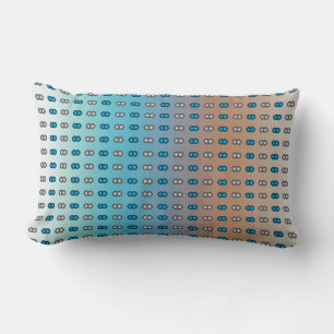 Stylish Blue & Silver Polka Dots on Blue & Orange Lumbar Pillow