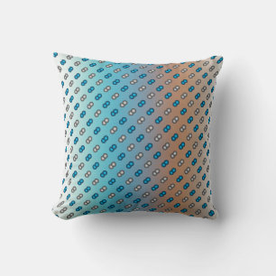 Stylish Blue & Silver Polka Dots on Blue & Orange Throw Pillow