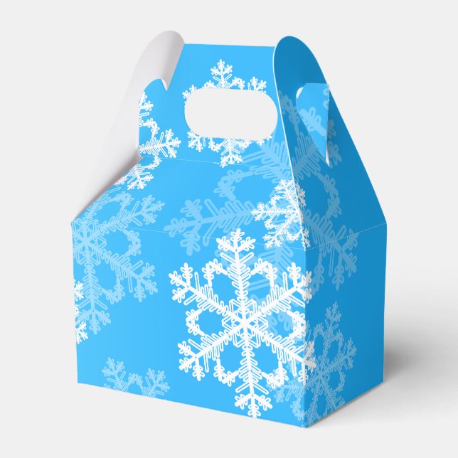 Stylish Blue Snowflakes Modern Christmas pattern Favor Boxes (Front Side)