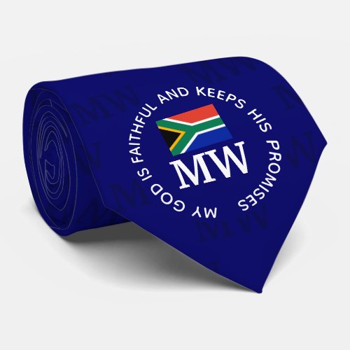 Stylish Blue SOUTH AFRICA Christian Monogram Neck Tie