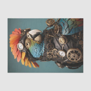 Stylish Blue Steampunk Decoupage Parrot Tissue Paper