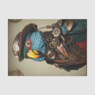 Stylish Blue Steampunk Parrot Tissue Paper