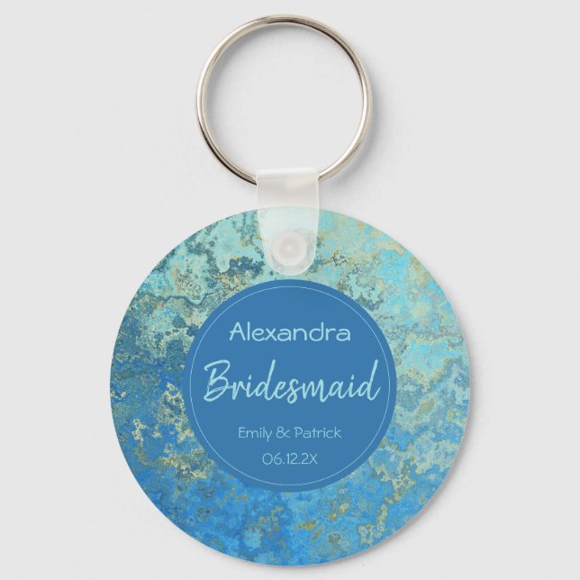 Stylish Blue Stone Keychain (Front)