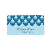Stylish Blue Teardrop Geometric Address Label