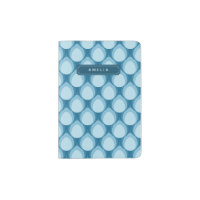 Stylish Blue Teardrop Geometric Monogram Passport Holder