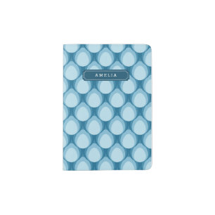 Stylish Blue Teardrop Geometric Monogram Passport Holder