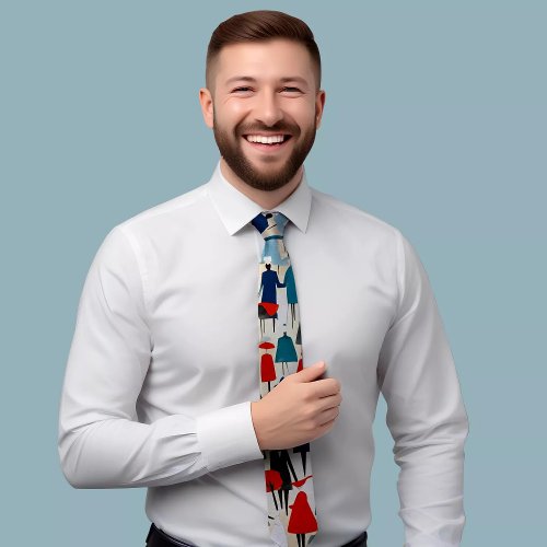 Stylish Blue Tie with Graphic Design