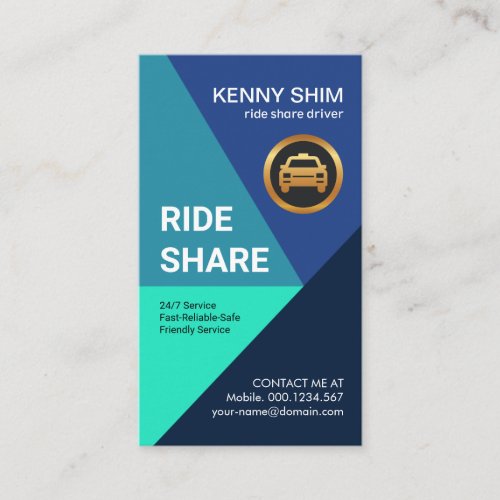 Stylish Blue Triangle Arrow Ride Share Taxi Driver Business Card