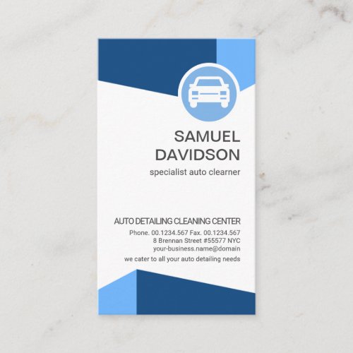 Stylish Blue Triangle Motif Automotive Car Cleaner Business Card
