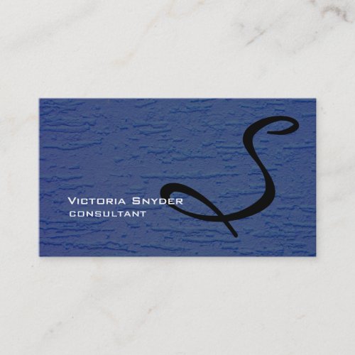 Stylish Blue Wall Texture Monogram Professional Business Card