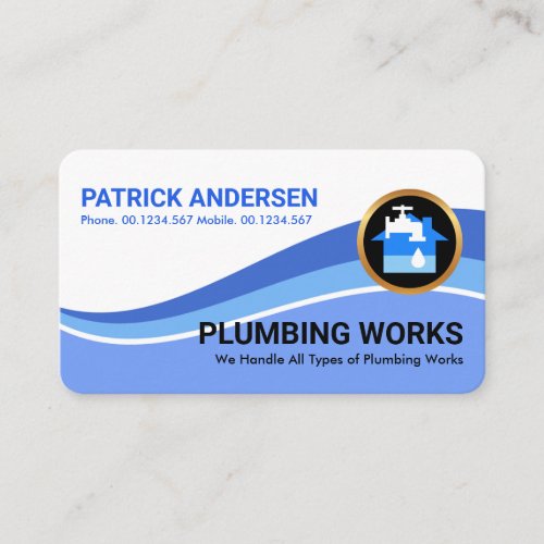 Stylish Blue Water Faucet Waves Business Card