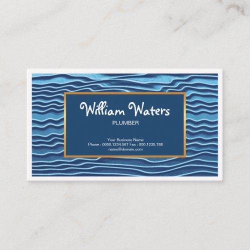 Stylish Blue Water Waves Plumbing Services Business Card