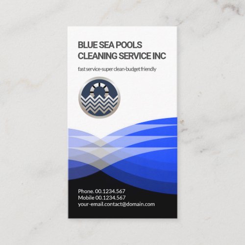 Stylish Blue Water Waves Swimming Pool Business Card