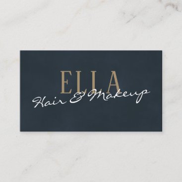 Stylish Blue Watercolor Hair Makeup Business Card