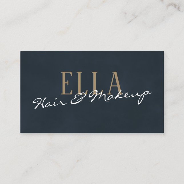 Stylish Blue Watercolor Hair Makeup Business Card (Front)