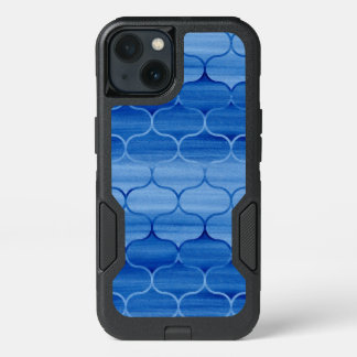 Stylish Blue Watercolor Ogee Pattern iPhone 13 Case