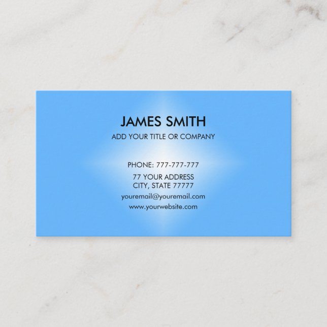 Stylish Blue & White Diamond Gradient Customizable Business Card (Front)