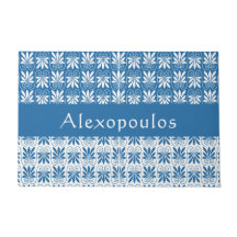 Stylish Blue & White Greek Floral Personalized