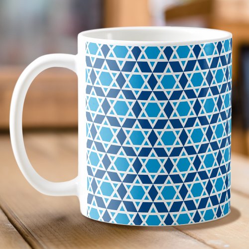 Stylish Blue  White Star Pattern Coffee Mug