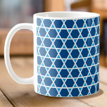 Stylish Blue & White Star Pattern Coffee Mug<br><div class="desc">Stylish coffee mug with a classic geometric star pattern in blue and white.</div>