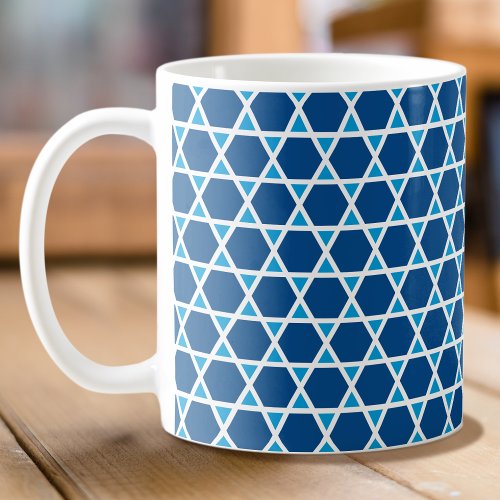 Stylish Blue  White Star Pattern Coffee Mug