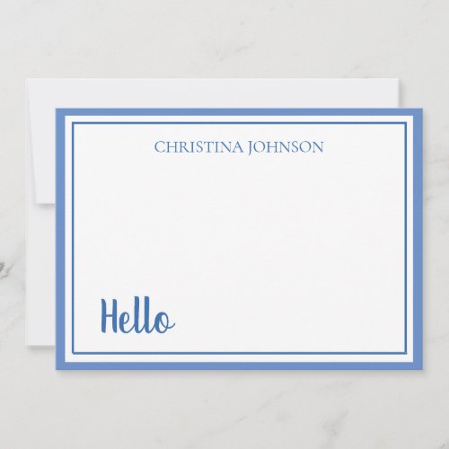Stylish Blue with Name Flat Note Card