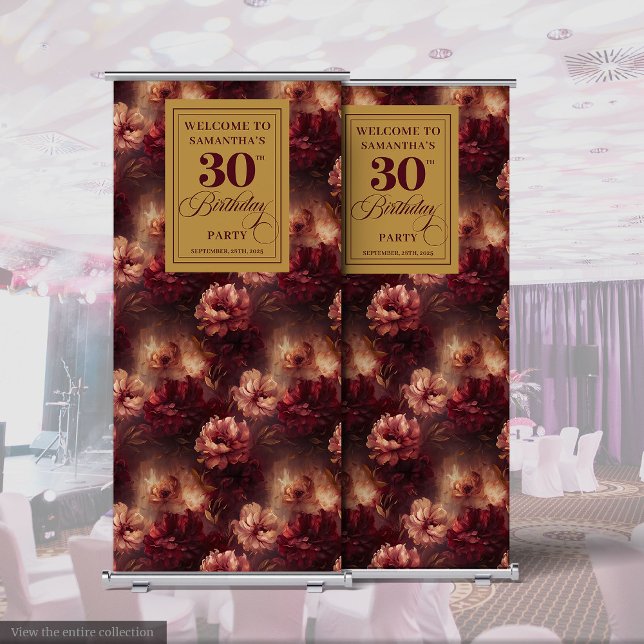 Stylish Blush Burgundy Gold 30th Roll Banner Decor (Stylish Blush Burgundy Gold 30th Roll Banner Decor)