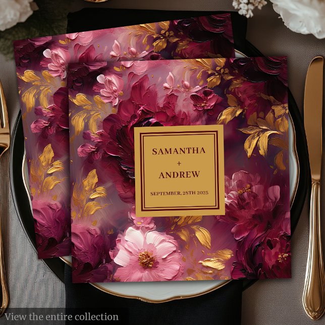 Stylish Blush Burgundy Gold Floral Wedding Napkins (Stylish Blush Burgundy Gold Floral Wedding Napkins)