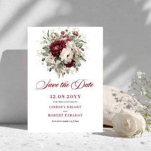 Stylish Blush Burgundy Greenery Save The Date