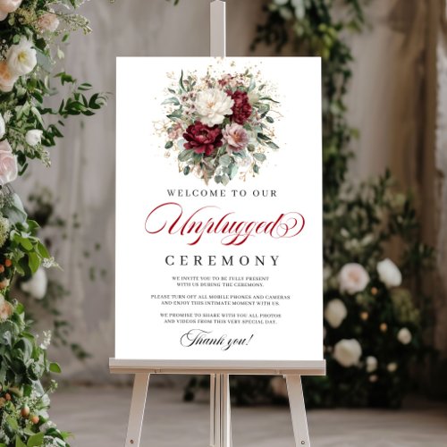 Stylish Blush Burgundy Unplugged Ceremony Poster